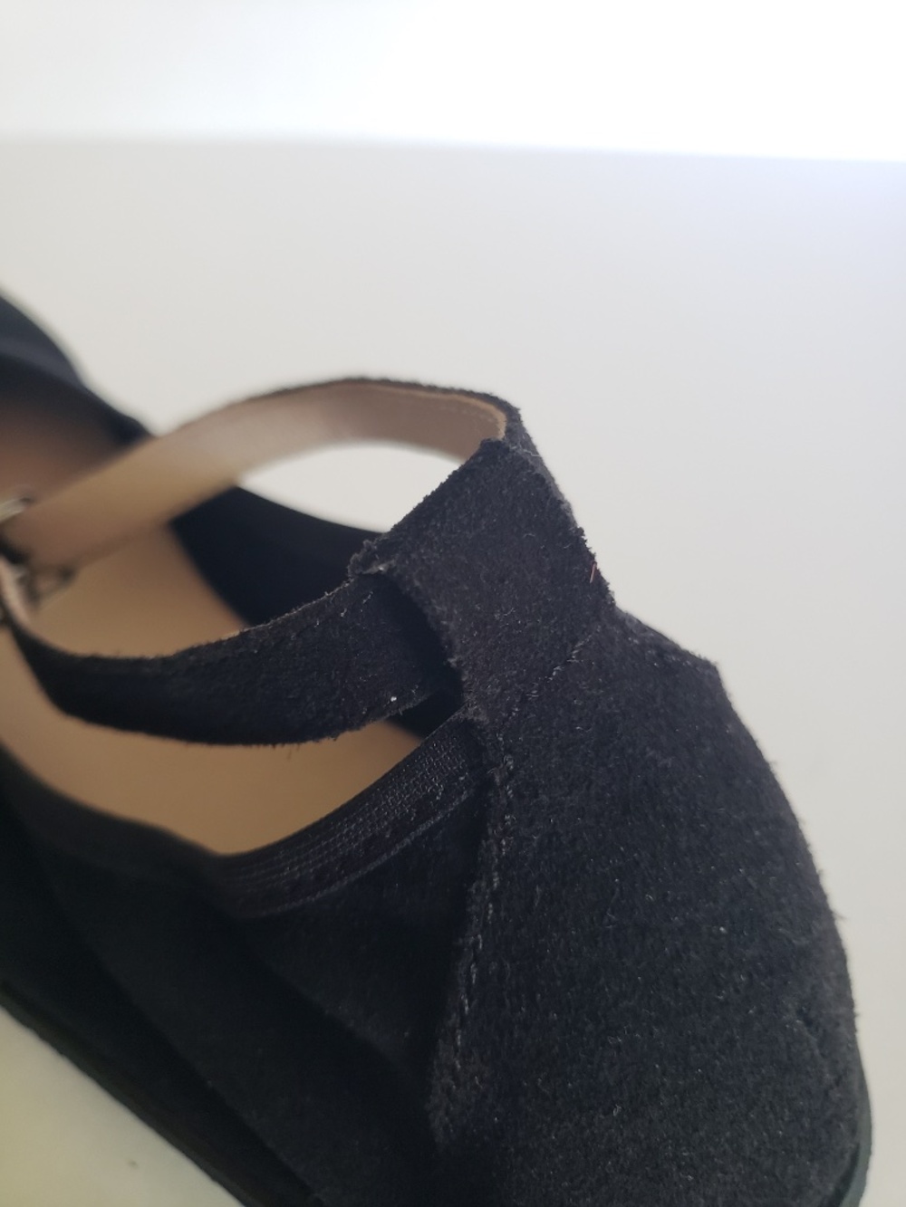 Black Suede Ballet Flats with Anke Strap - Barefoot / Minimalist Shoe Size 38 - Picture 3 of 9